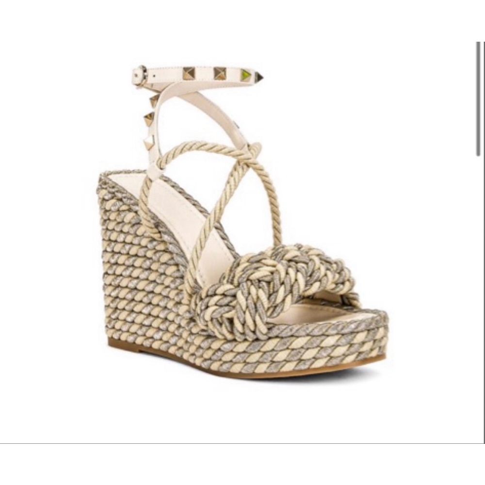 VALENTINO GARAVANI | Leather Braided Espadrille Sandals Tan Size 10.5